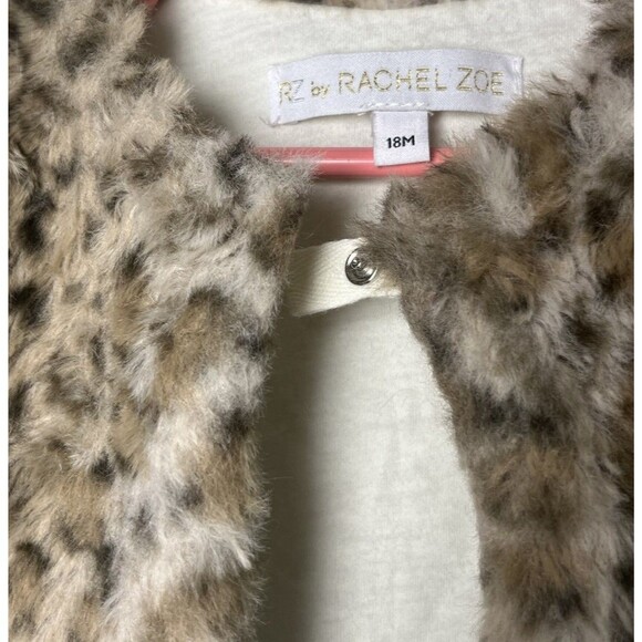 RZ By Rachel Zoe Faux Fur Vest Top Baby Girl Cheetah Soft Size 18M Sleeveless - Picture 6 of 7